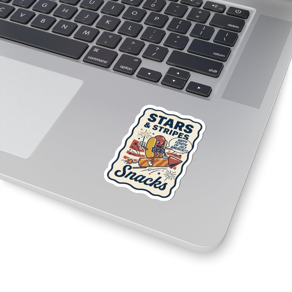 Stars & Stripes Snacks Sticker | Hot Dog Fourth of July, Retro Americana