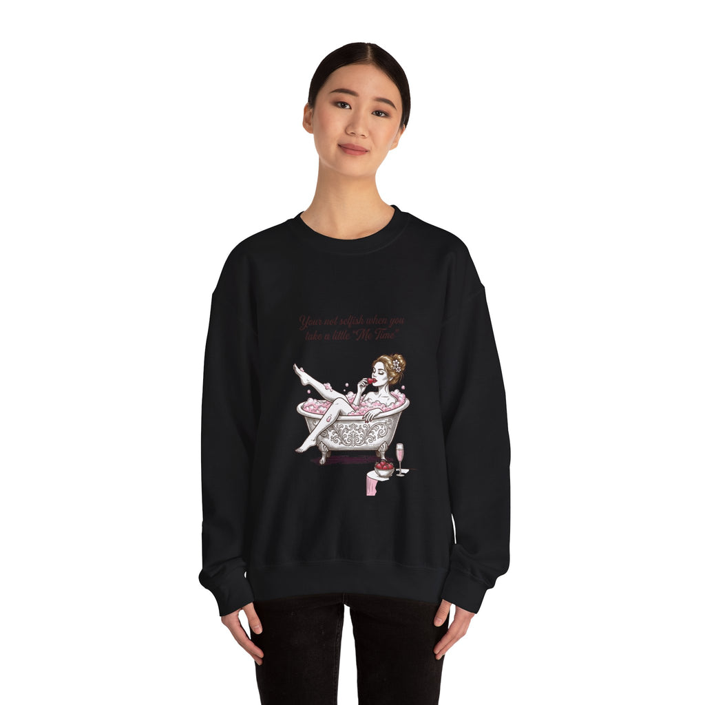 woman's Me time Crewneck Sweatshirt | Retro Bathing Pinup, Distressed Print