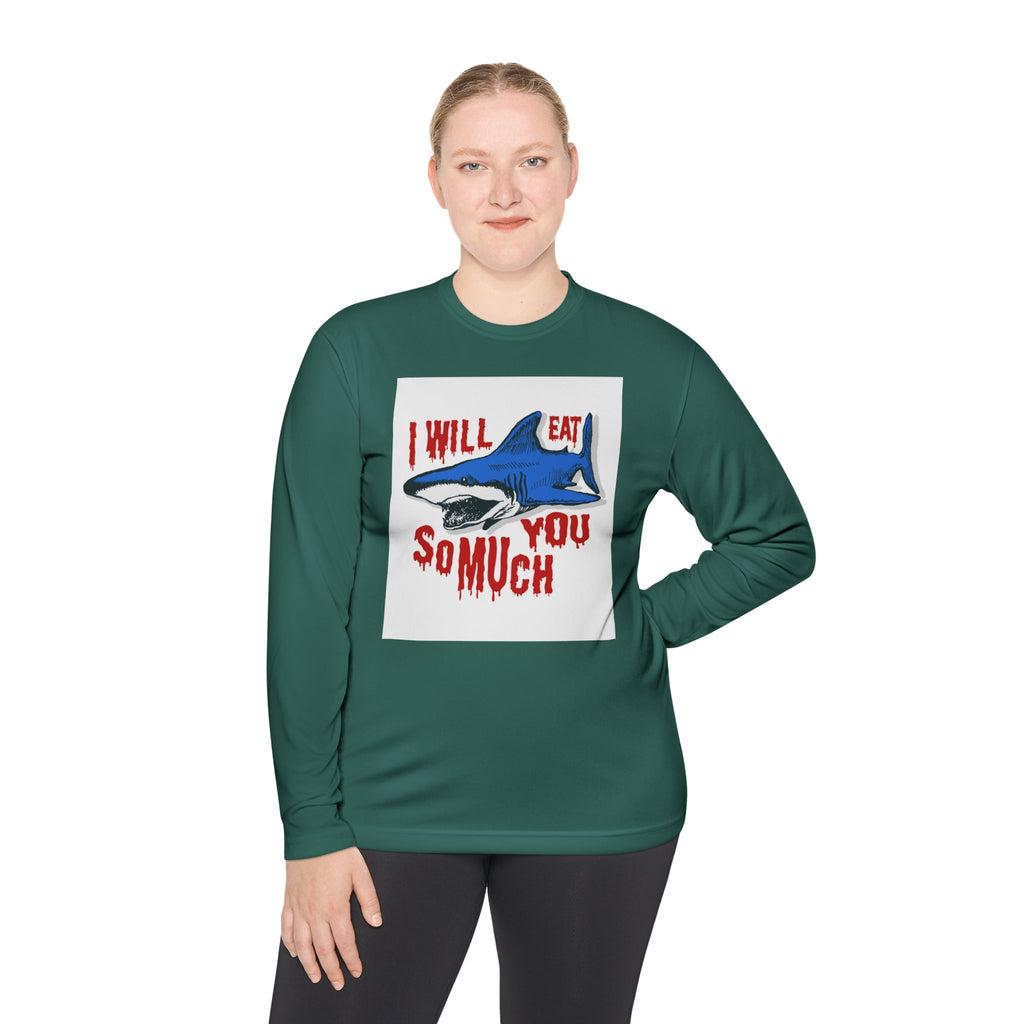I will Eat you Sharky design Unisex Lightweight Long Sleeve Tee