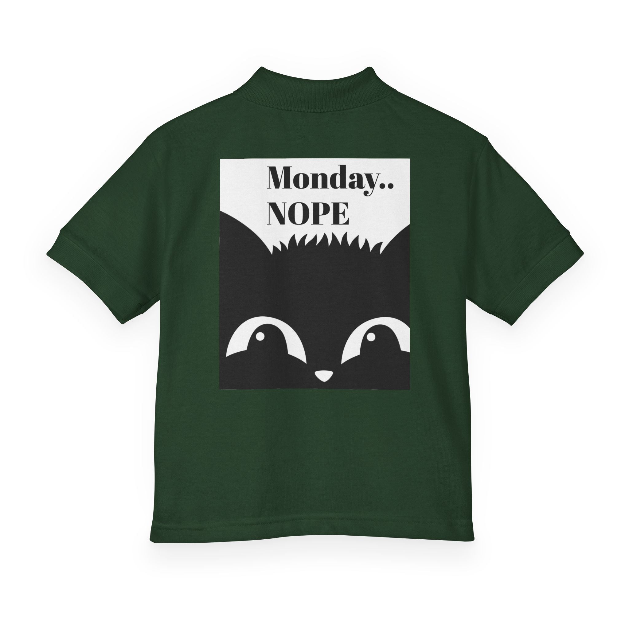 Youth Polo — "Monday.. NOPE" Skunk Graphic School Shirt