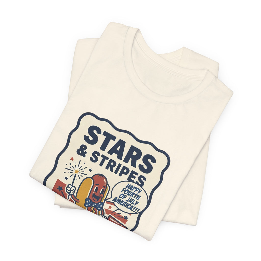 Stars & Stripes Snacks Tee | Hot Dog Humor, 4th of July Retro Americana