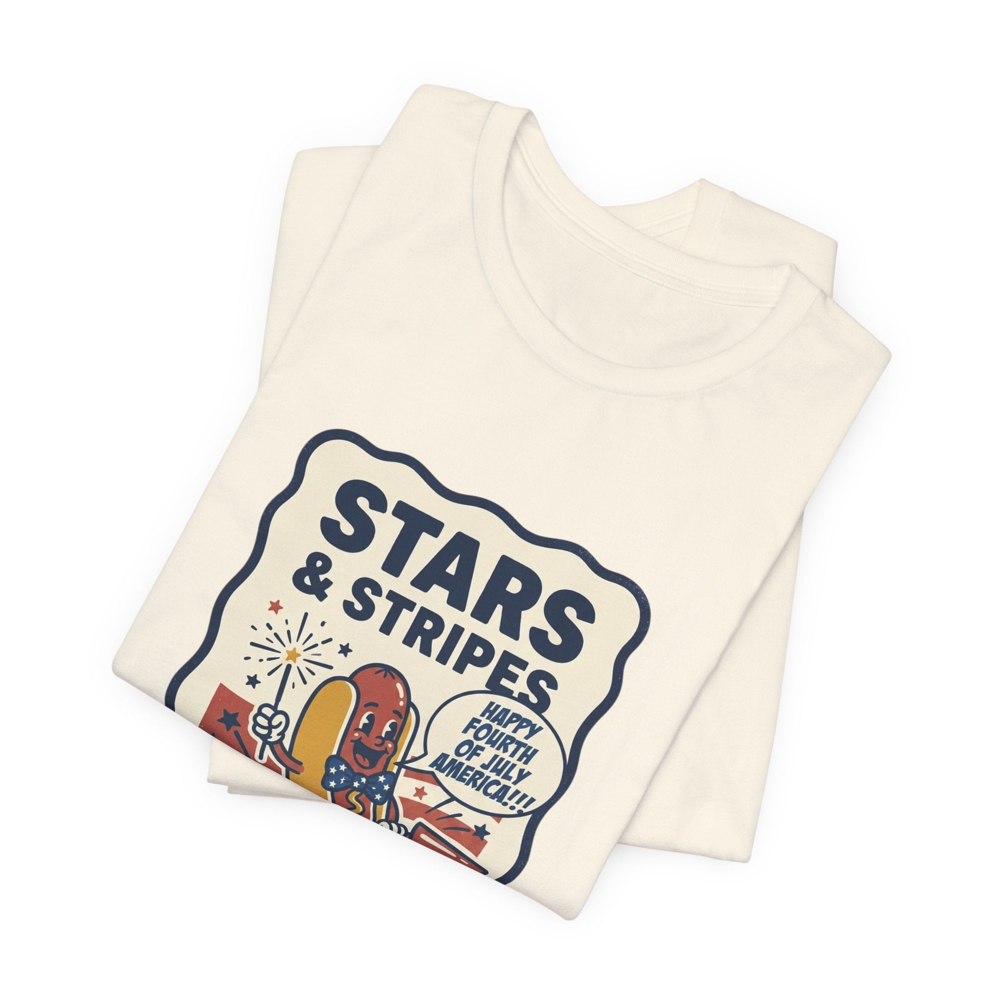 Stars & Stripes Snacks Tee | Hot Dog Humor, 4th of July Retro Americana