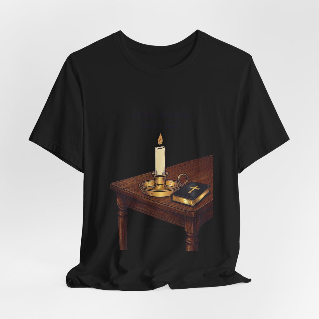 Not Here to Debate Here to Heal T-Shirt | Team Leo, Pope-Style Candle & Bible Graphic