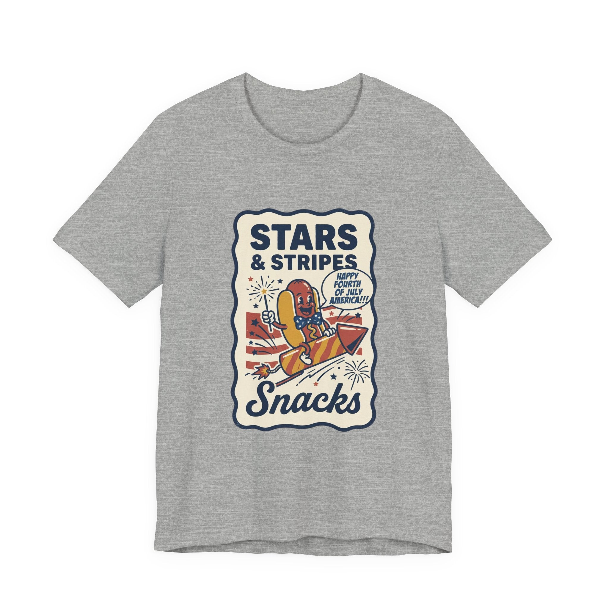 Stars & Stripes Snacks Tee | Hot Dog Humor, 4th of July Retro Americana