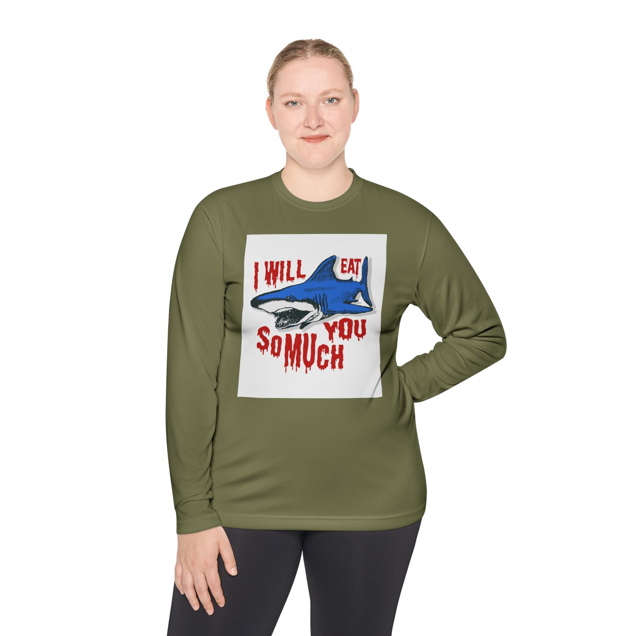 I will Eat you Sharky design Unisex Lightweight Long Sleeve Tee