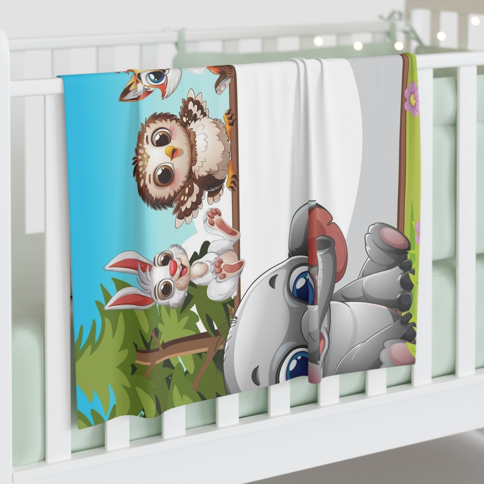 Jungle Friends Baby Swaddle Blanket — Personalized Forest Animal Newborn Wrap
