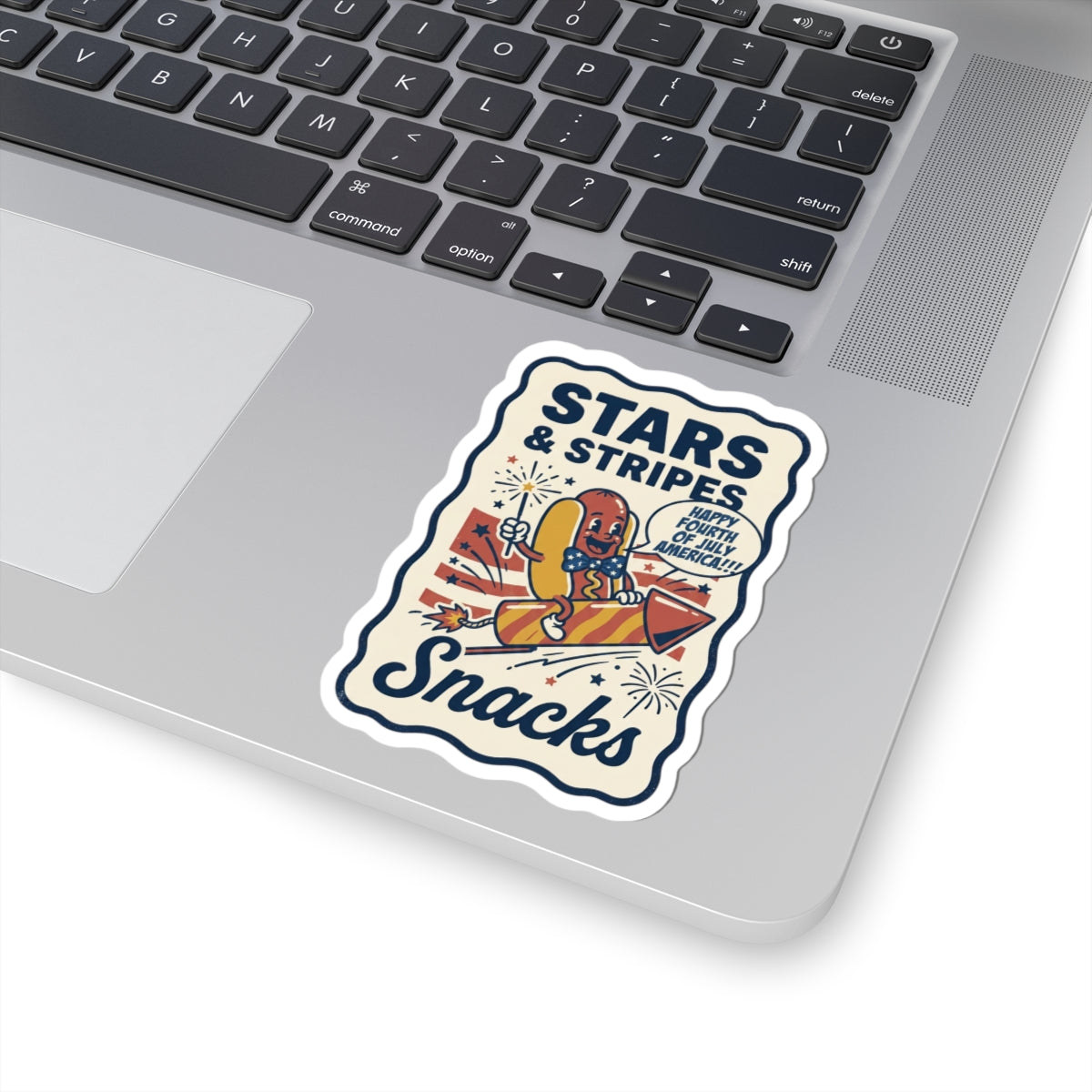 Stars & Stripes Snacks Sticker | Hot Dog Fourth of July, Retro Americana