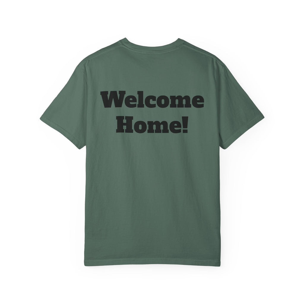 T-Shirt - American Flag with Saluting Soldiers | "Welcome Home!" Military Reunion Tee