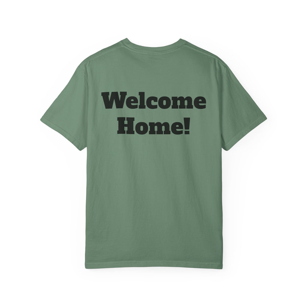 T-Shirt - American Flag with Saluting Soldiers | "Welcome Home!" Military Reunion Tee