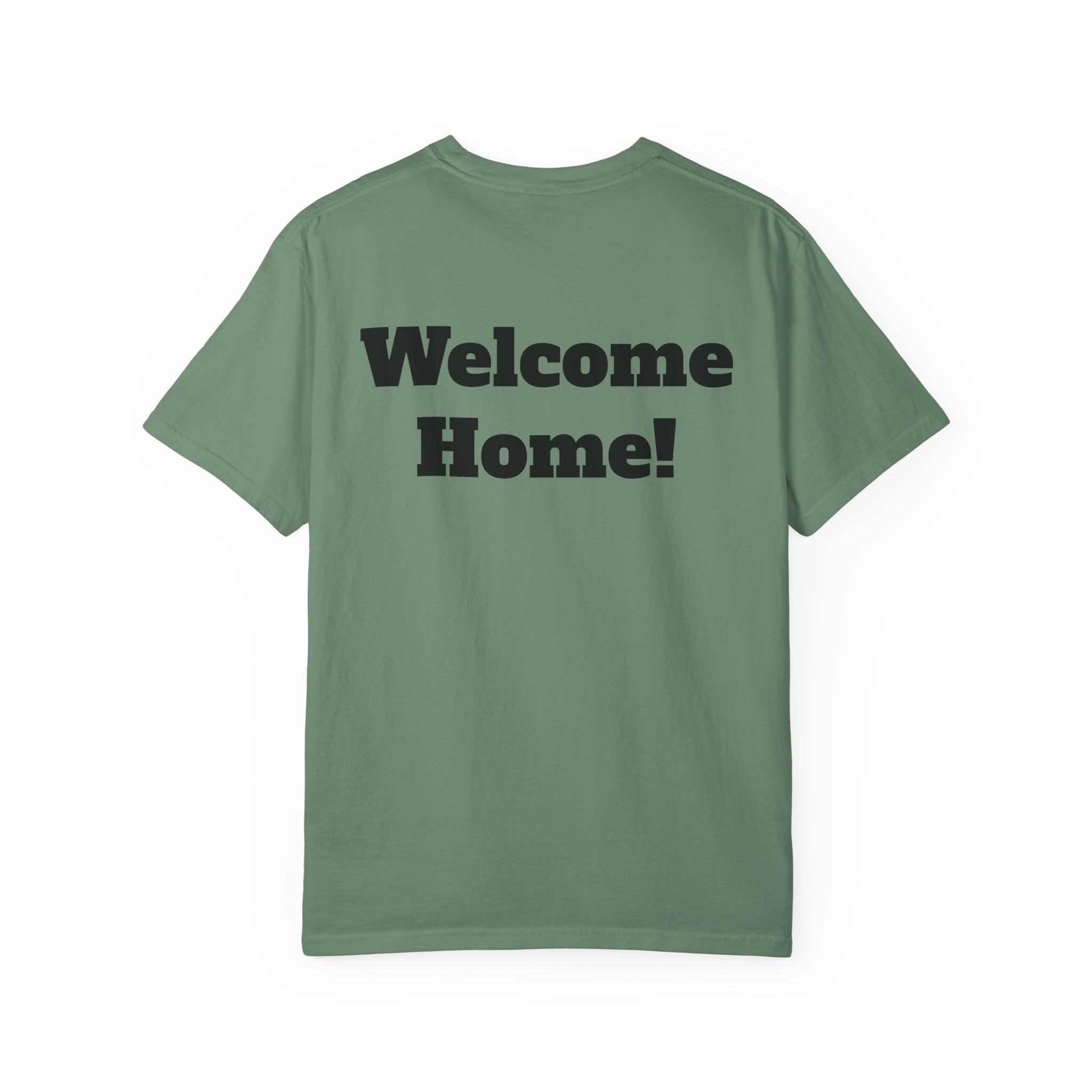 T-Shirt - American Flag with Saluting Soldiers | "Welcome Home!" Military Reunion Tee