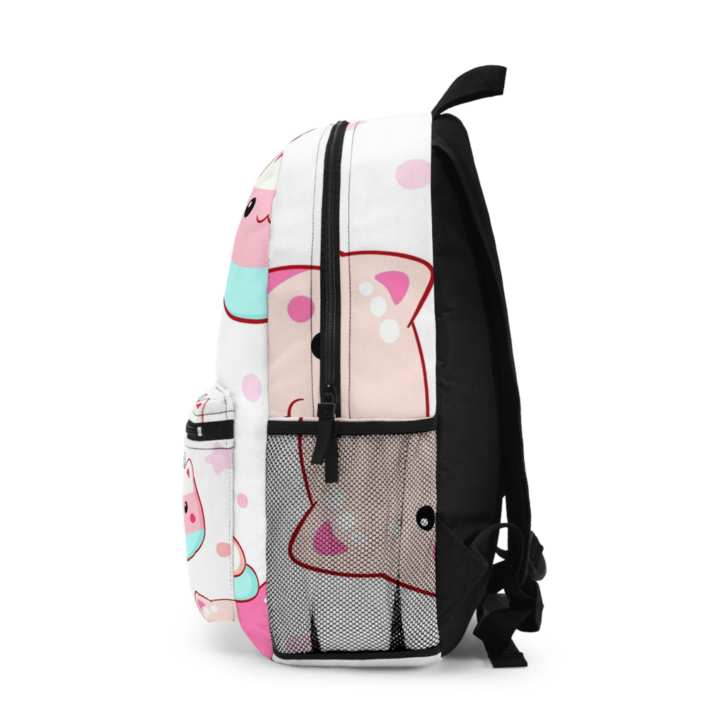 Kawaii Cat Donut Backpack - Cute Pink Kids School Bag