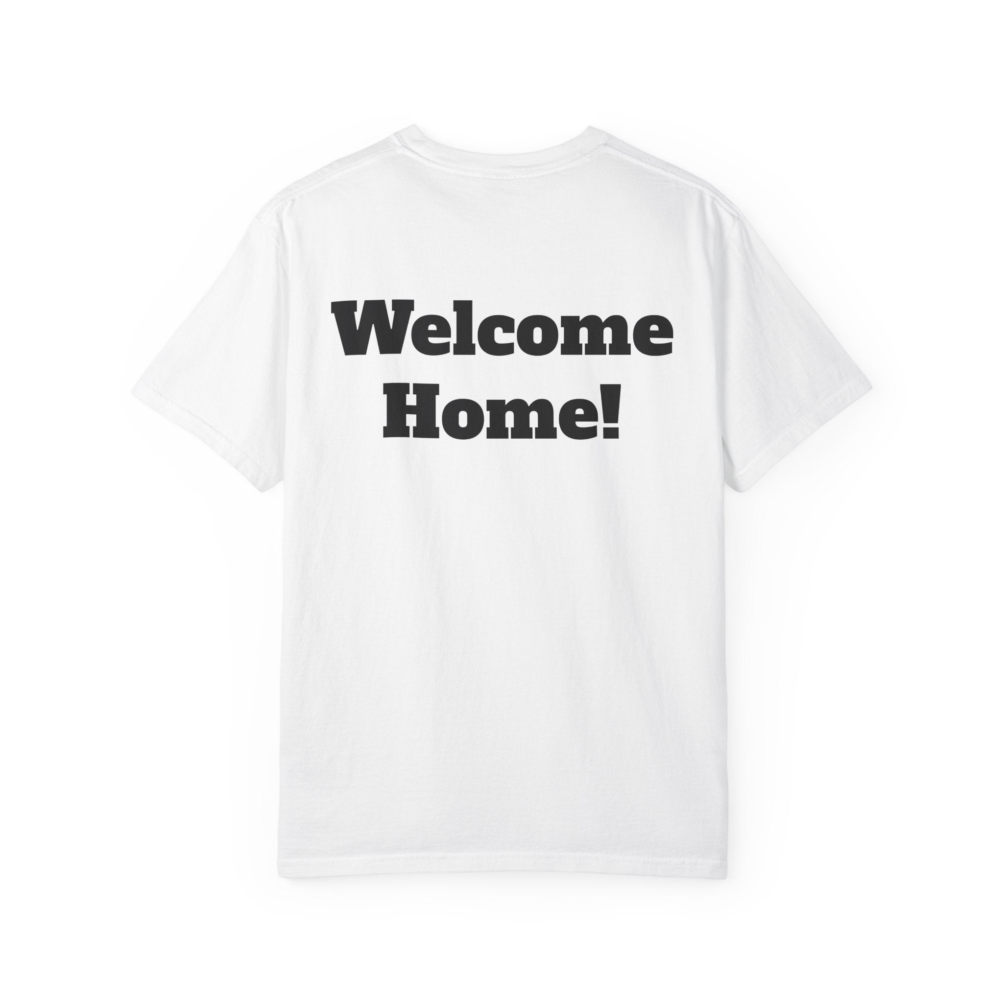 T-Shirt - American Flag with Saluting Soldiers | "Welcome Home!" Military Reunion Tee