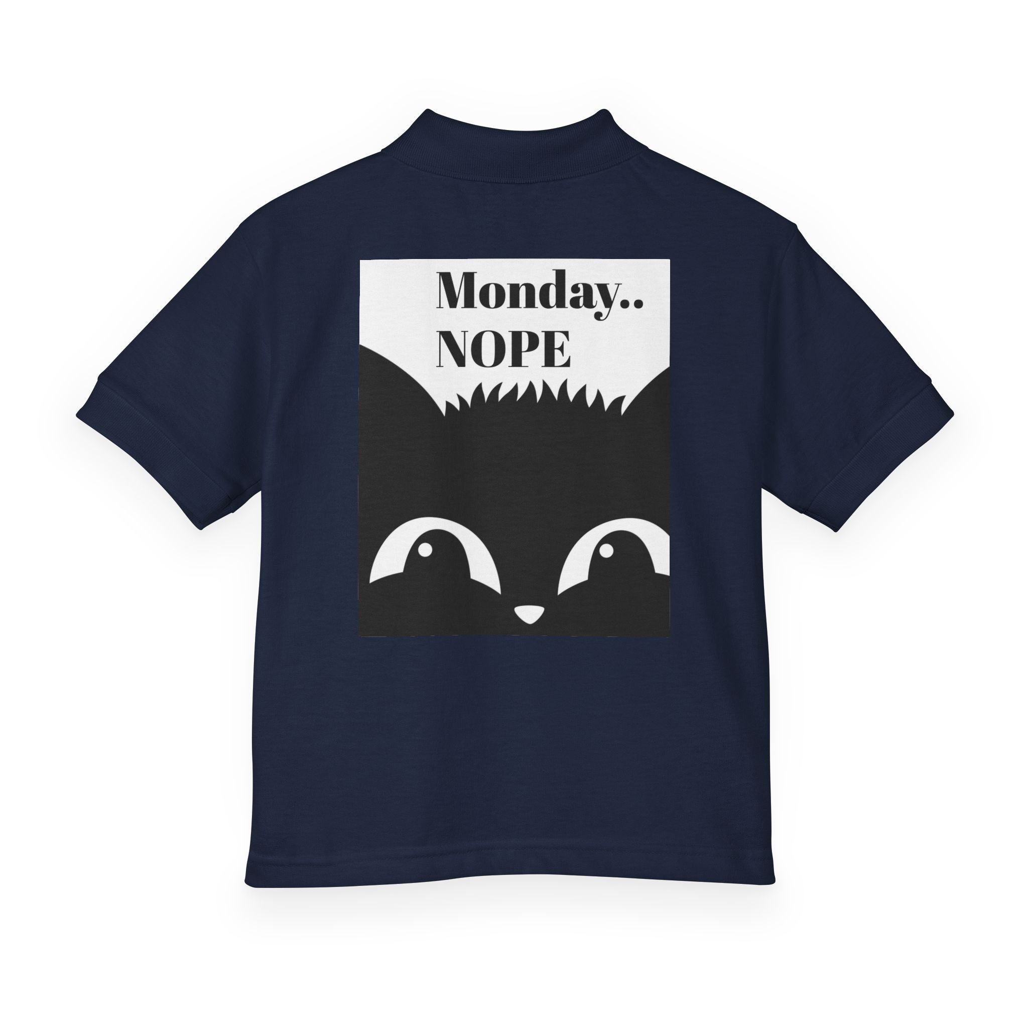 Youth Polo — "Monday.. NOPE" Skunk Graphic School Shirt