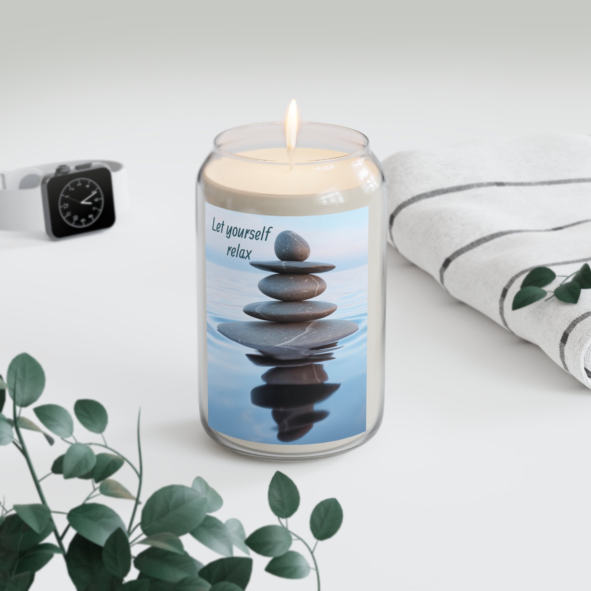 Relaxing Zen Stack Scented Soy Candle — 13.75oz ("Let yourself relax")