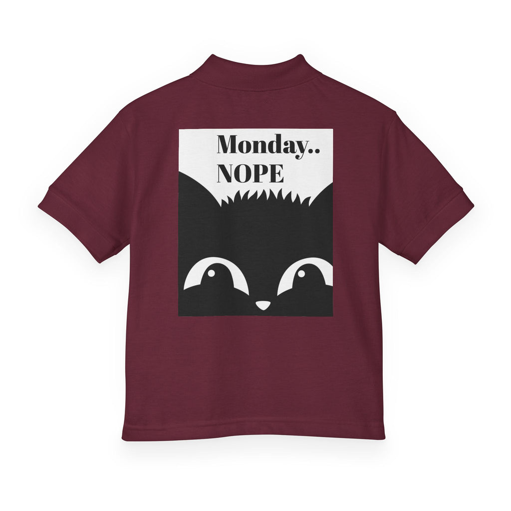 Youth Polo — "Monday.. NOPE" Skunk Graphic School Shirt