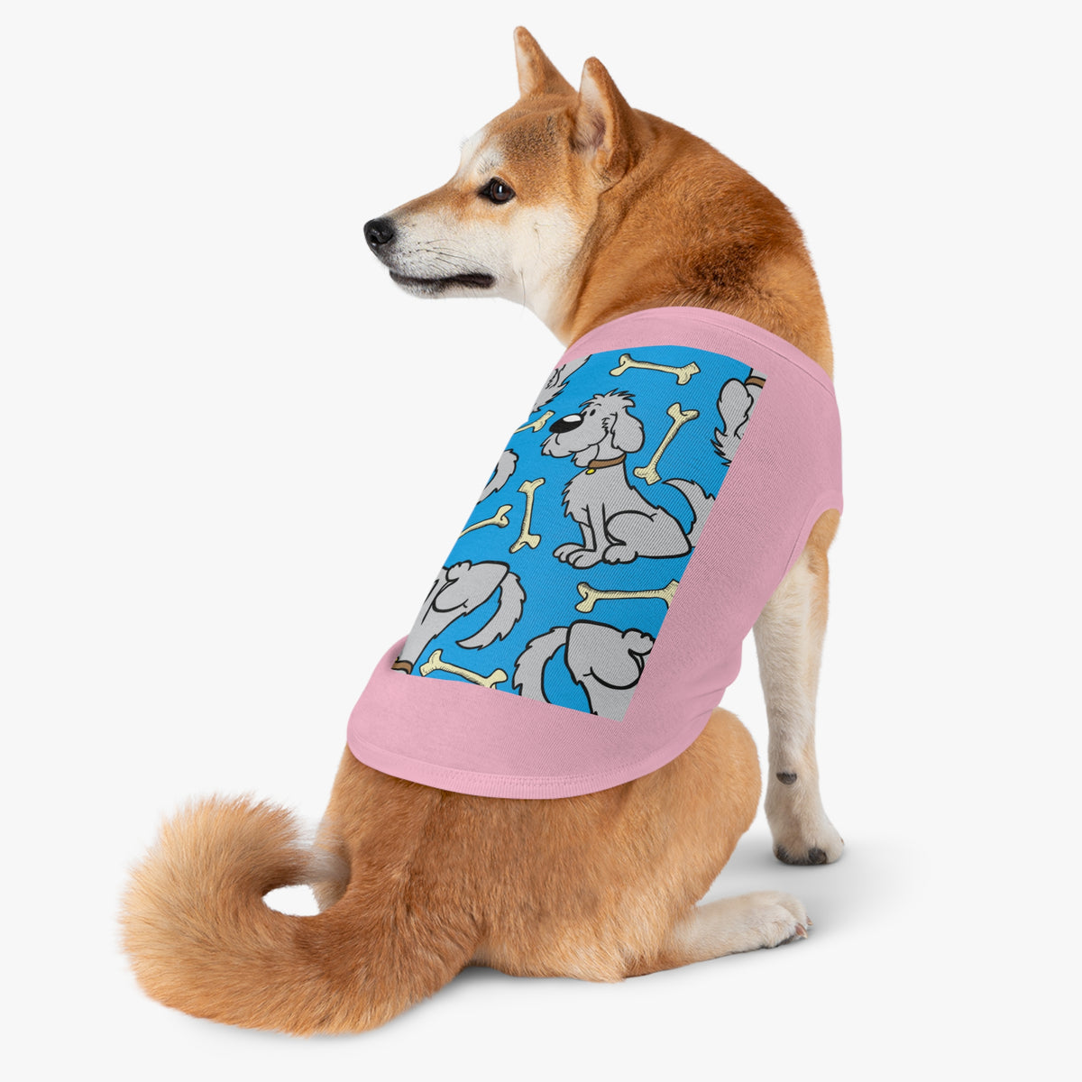 Dog Bones Pattern Pet Tank — Cute Grey Puppy Print Dog Shirt