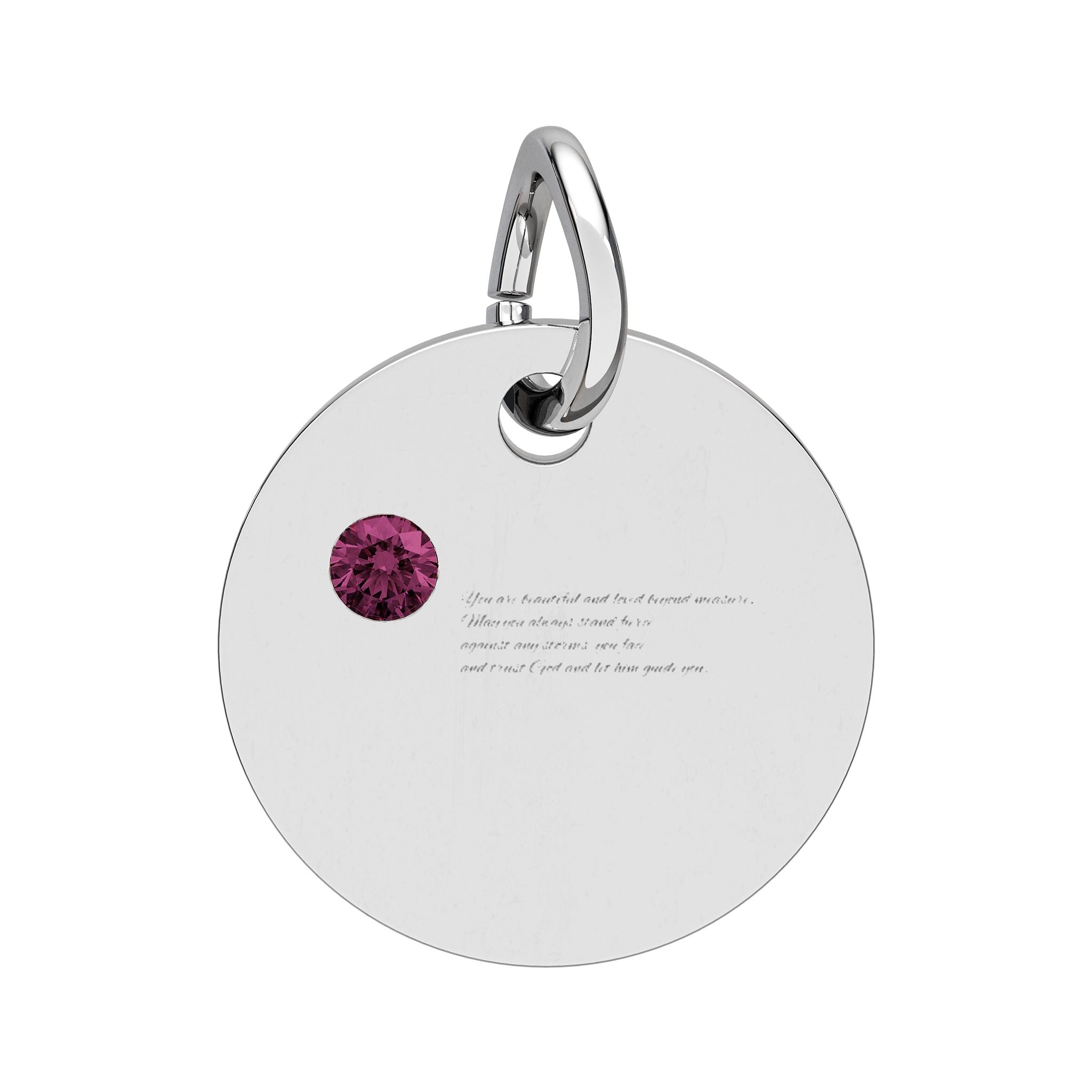 Engravable Birthstone Circle Charm — Personalized Round Pendant