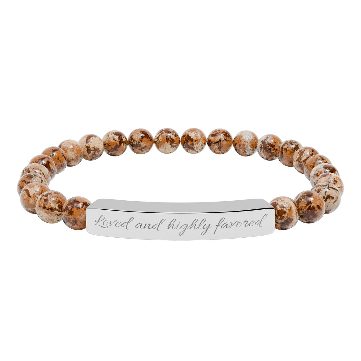 Engravable Natural Stone Stretch Bracelet — Custom Bar Bead Bracelet