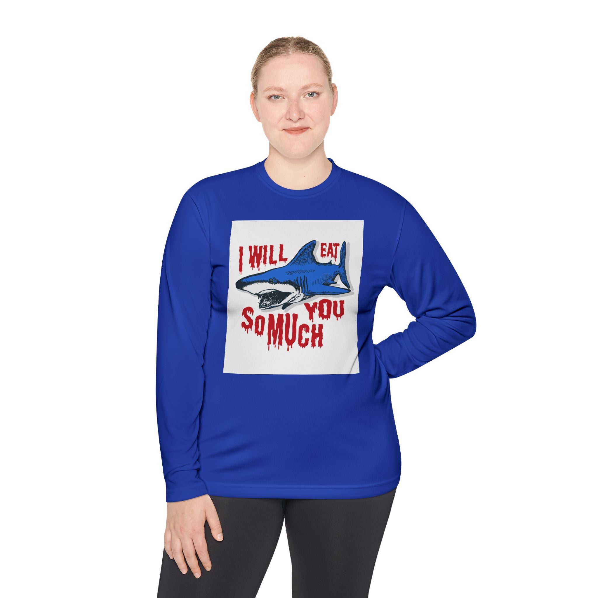 I will Eat you Sharky design Unisex Lightweight Long Sleeve Tee