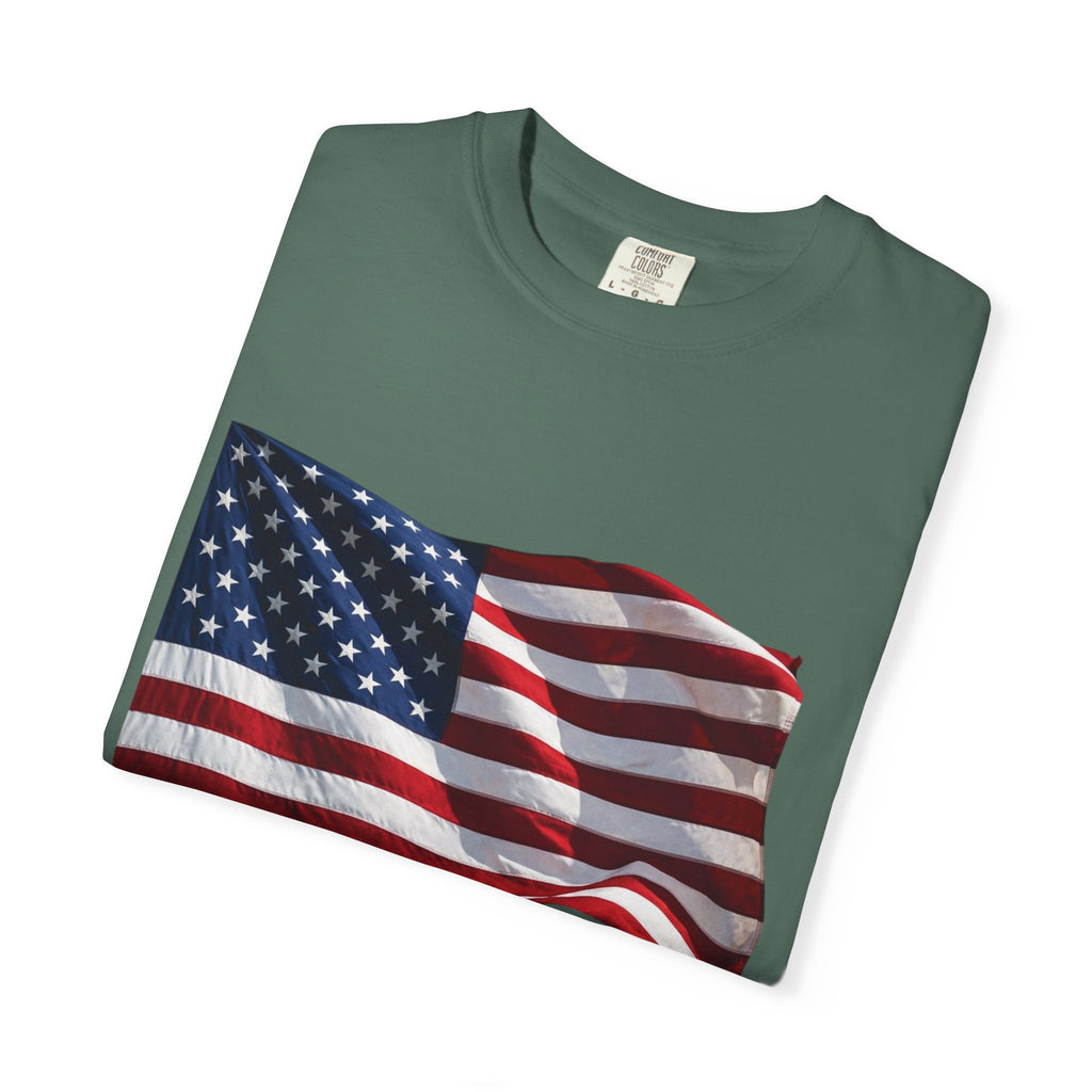 T-Shirt - American Flag with Saluting Soldiers | "Welcome Home!" Military Reunion Tee