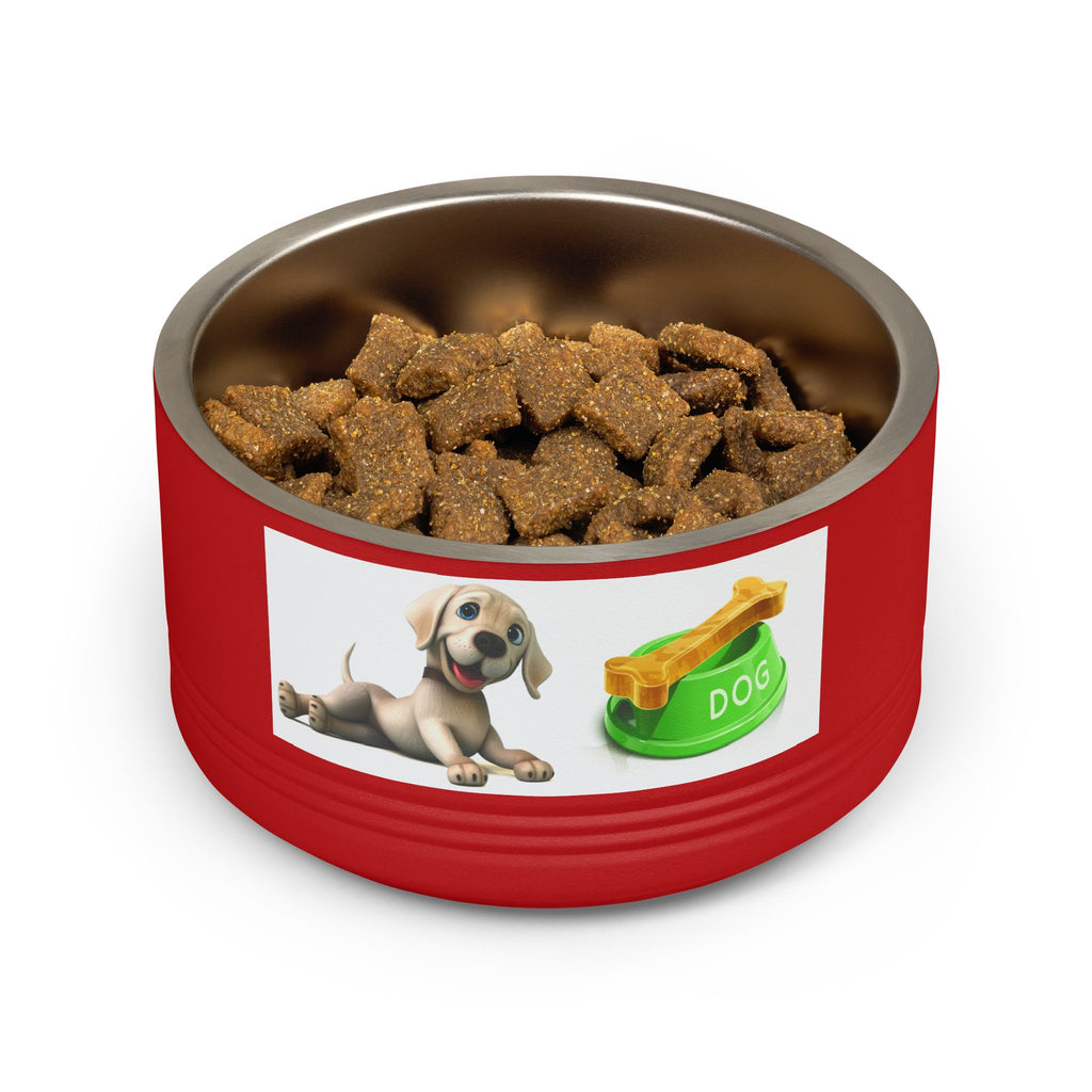 Dog Pet Bowl — 18oz Stainless Steel Dog Food Bowl with Cute Puppy & Bone Design