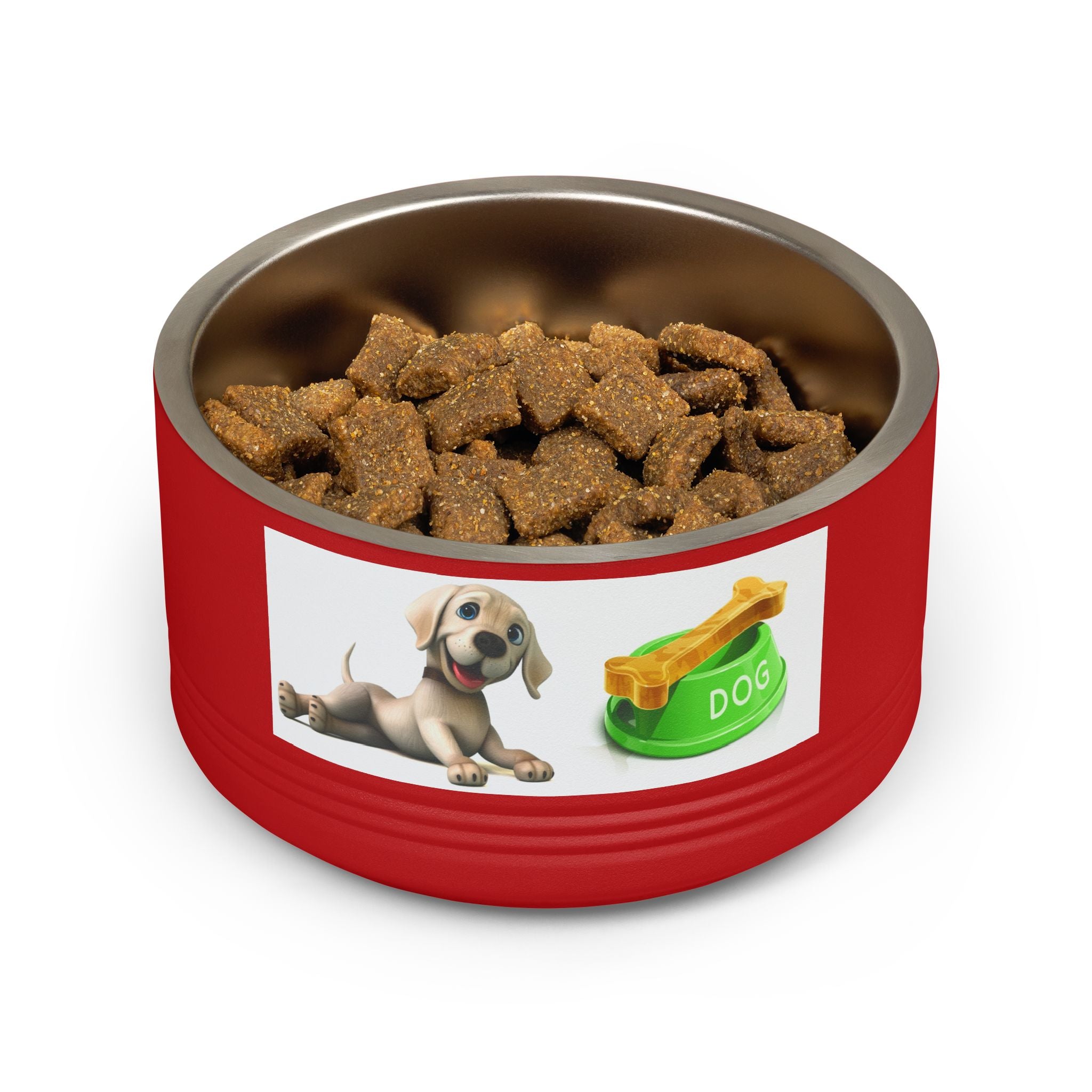 Dog Pet Bowl — 18oz Stainless Steel Dog Food Bowl with Cute Puppy & Bone Design