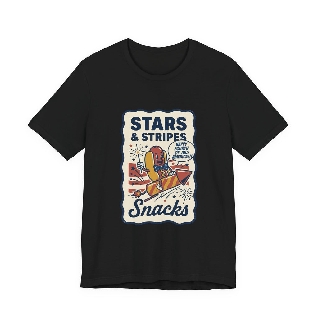 Stars & Stripes Snacks Tee | Hot Dog Humor, 4th of July Retro Americana