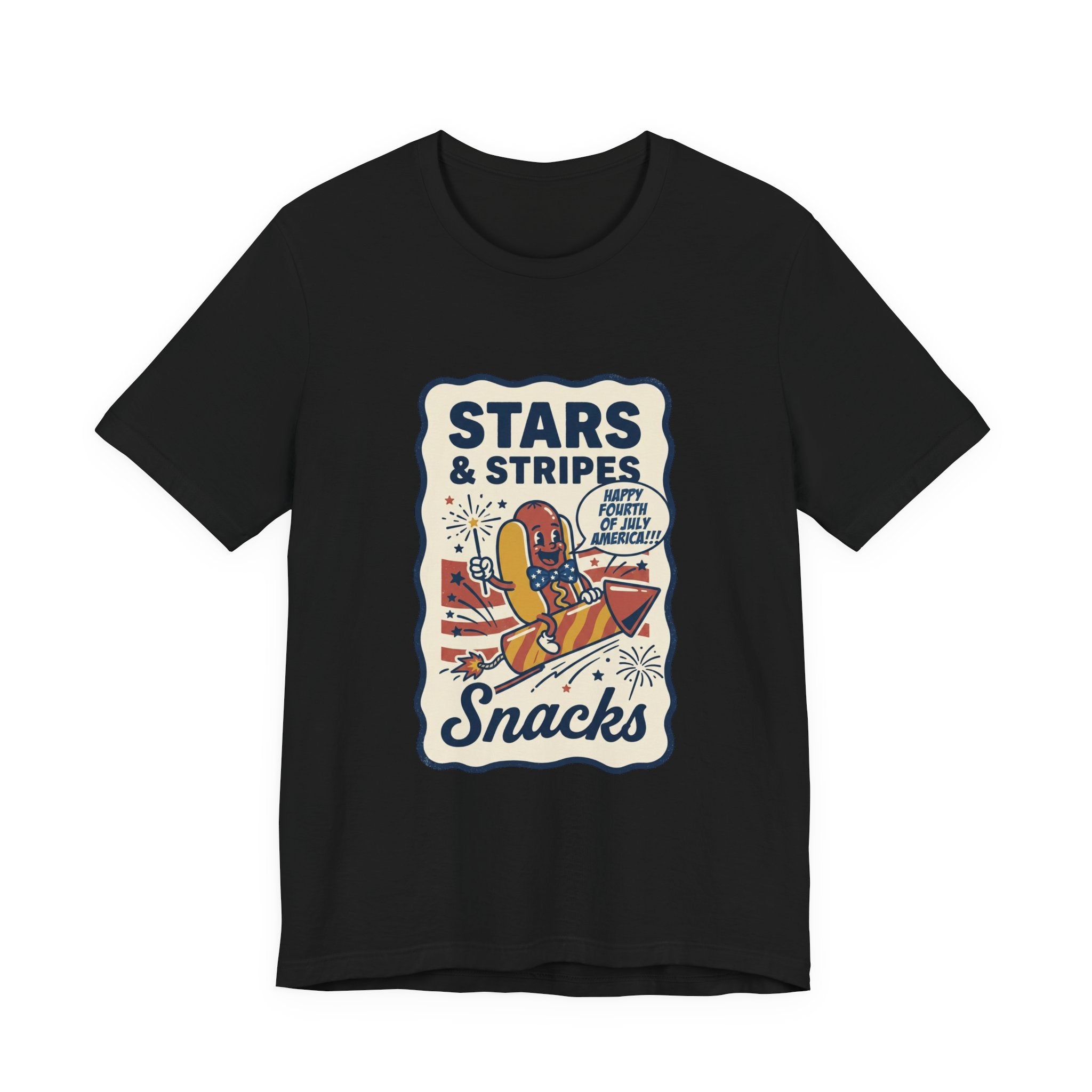 Stars & Stripes Snacks Tee | Hot Dog Humor, 4th of July Retro Americana