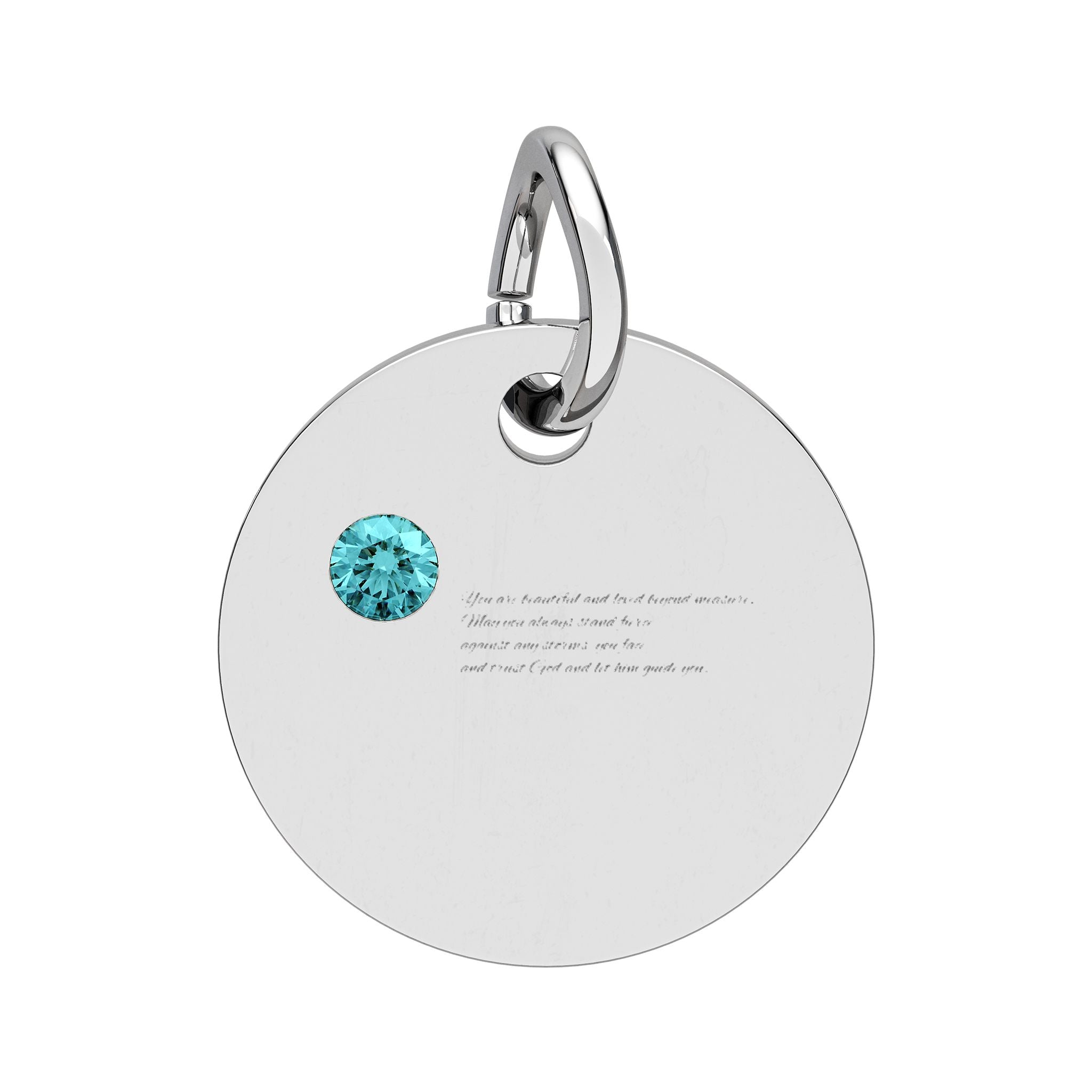 Engravable Birthstone Circle Charm — Personalized Round Pendant