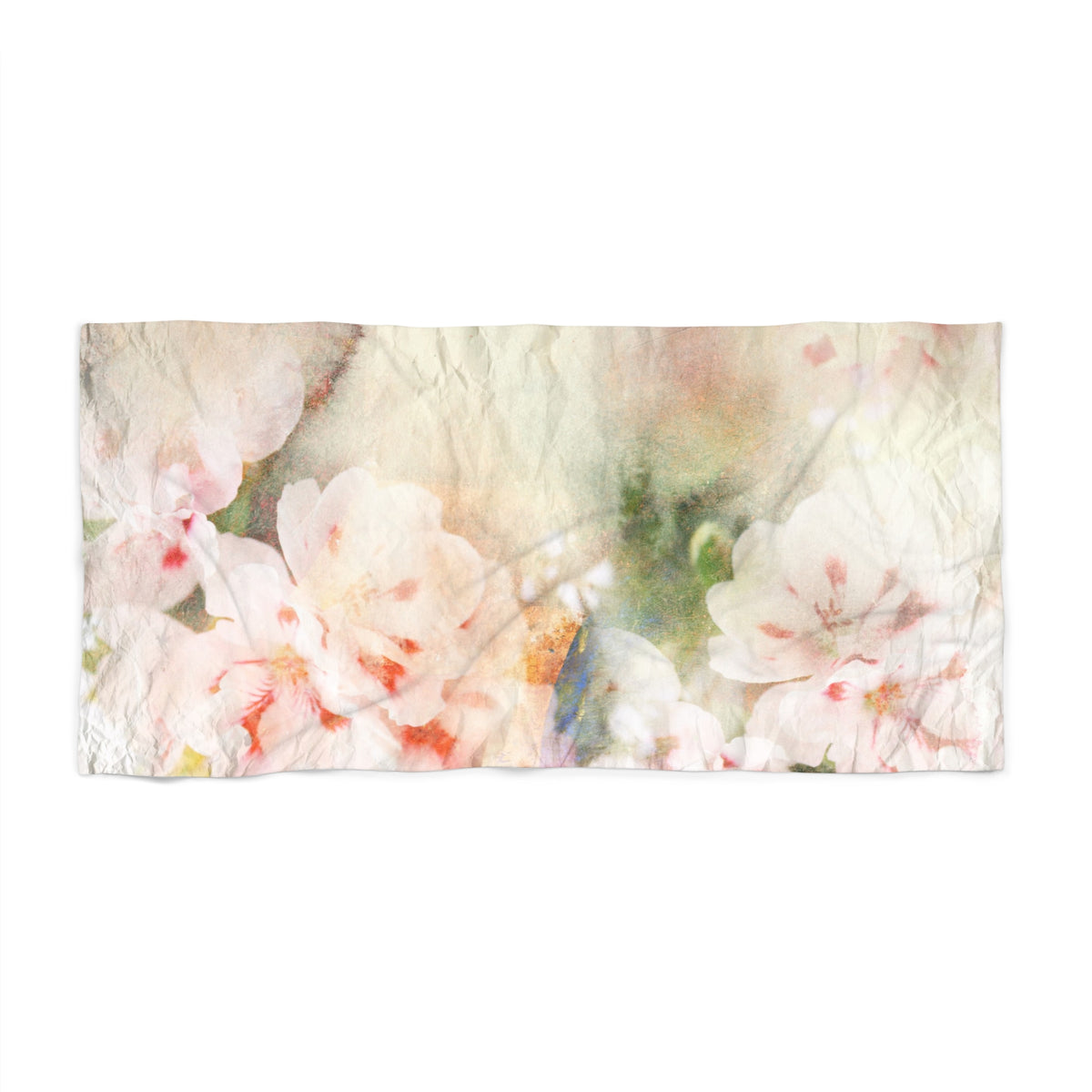 Floral Watercolor Beach Towel — Soft Pink Blossom Print