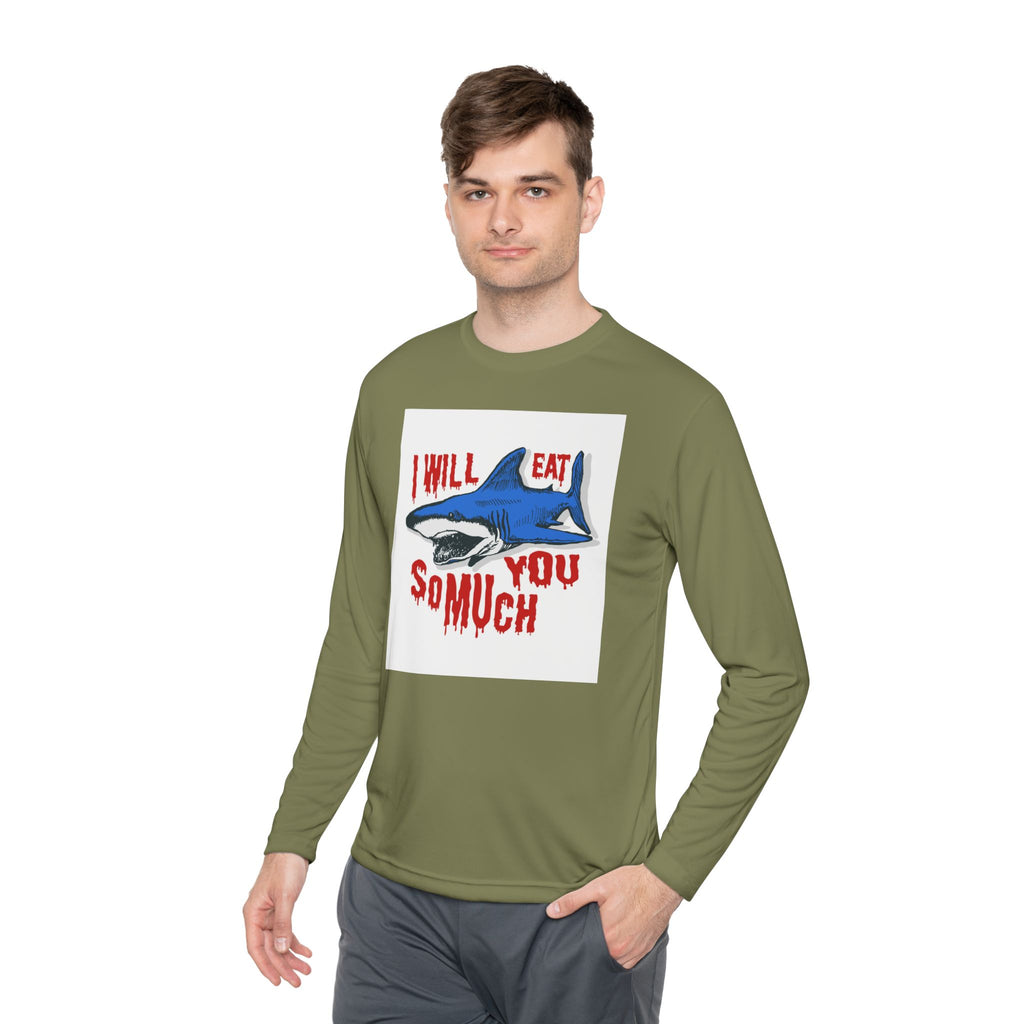 I will Eat you Sharky design Unisex Lightweight Long Sleeve Tee