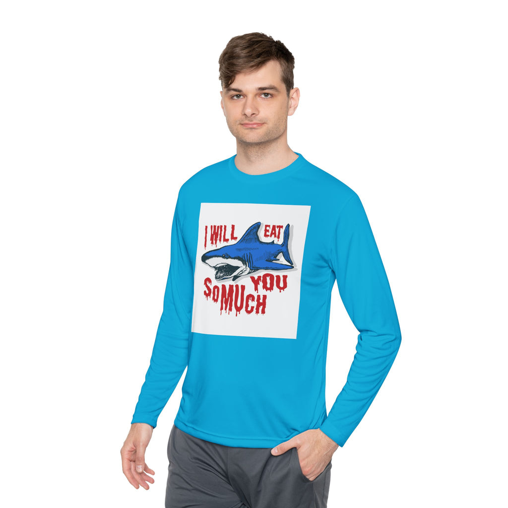 I will Eat you Sharky design Unisex Lightweight Long Sleeve Tee
