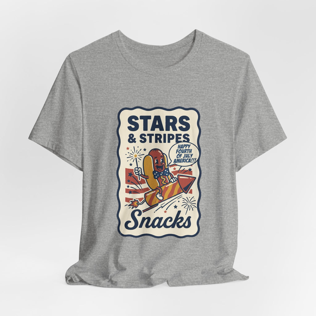 Stars & Stripes Snacks Tee | Hot Dog Humor, 4th of July Retro Americana