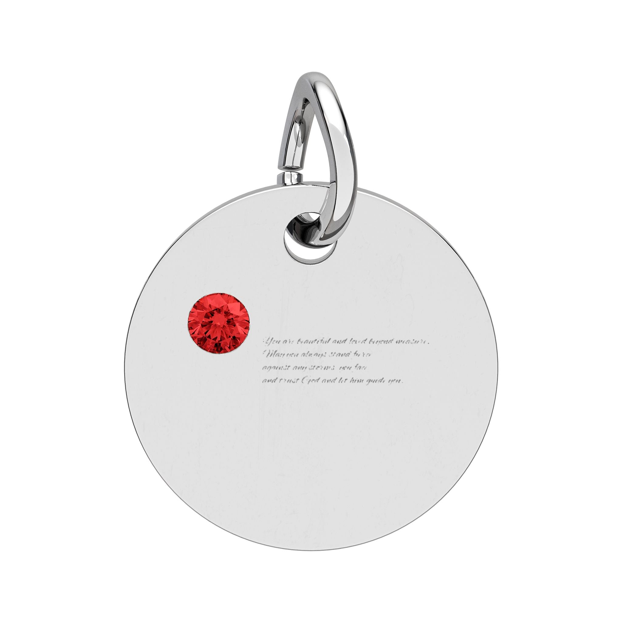 Engravable Birthstone Circle Charm — Personalized Round Pendant