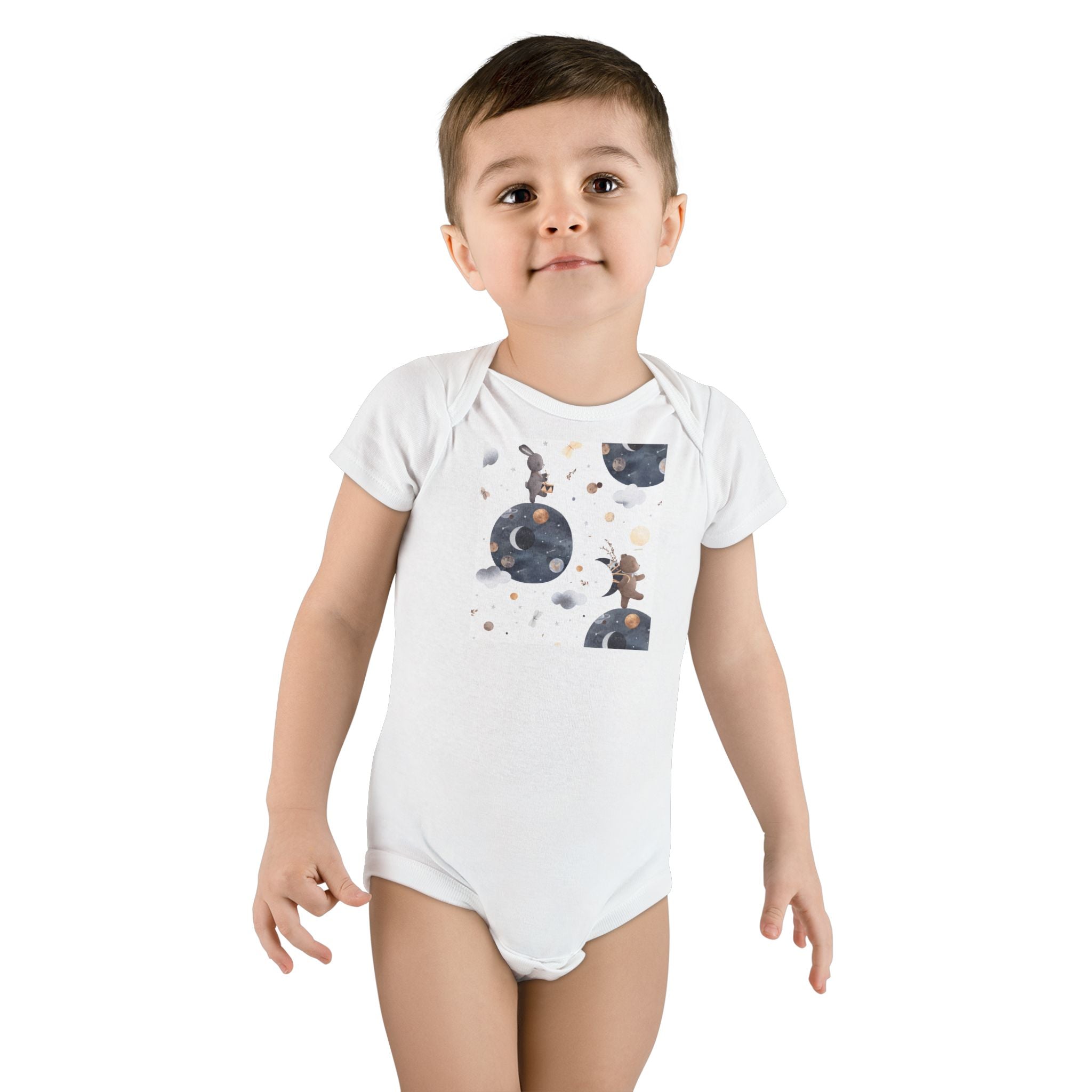 Organic Baby Onesie — Woodland Fox Moon & Stars Bodysuit