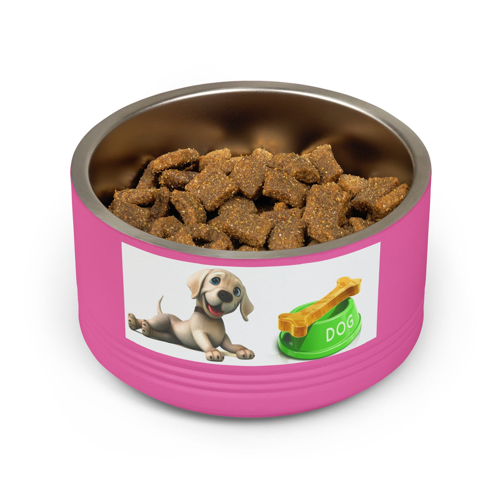 Dog Pet Bowl — 18oz Stainless Steel Dog Food Bowl with Cute Puppy & Bone Design