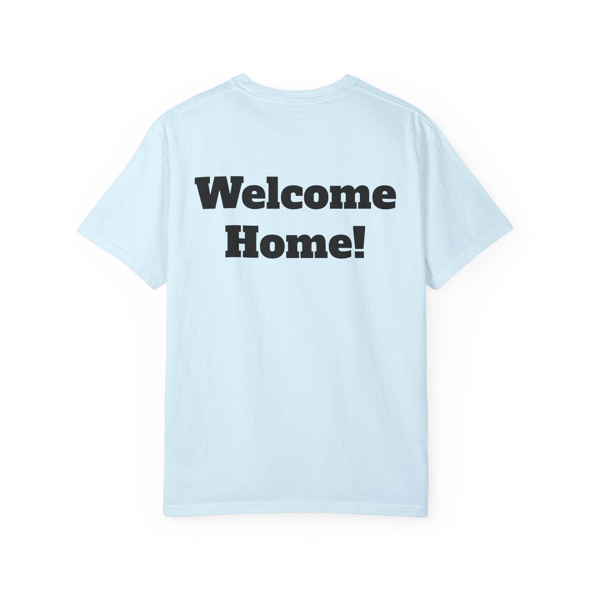 T-Shirt - American Flag with Saluting Soldiers | "Welcome Home!" Military Reunion Tee