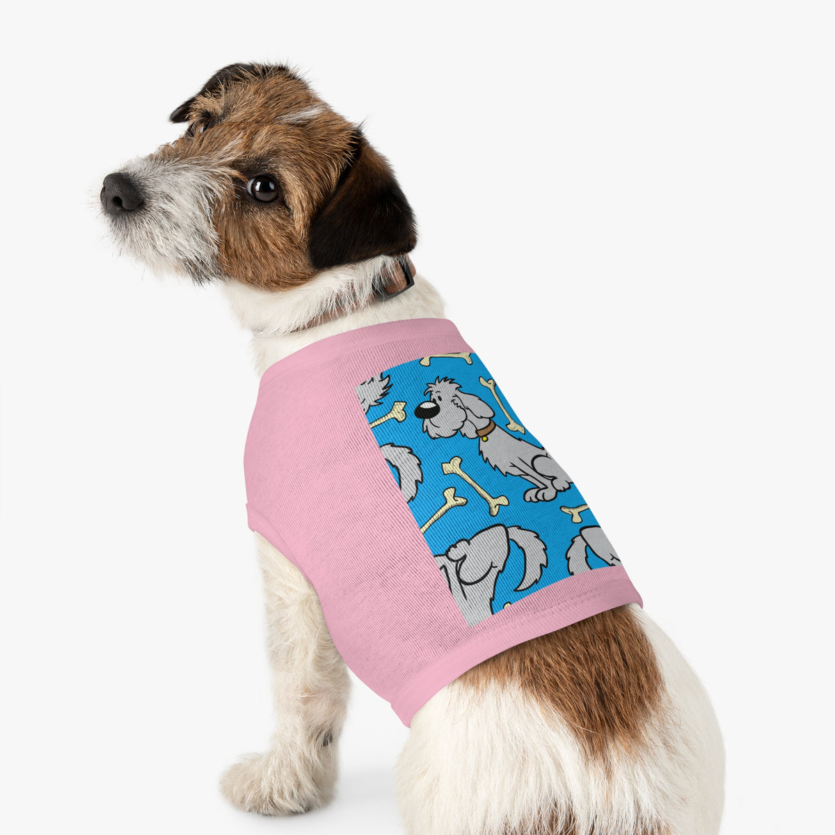 Dog Bones Pattern Pet Tank — Cute Grey Puppy Print Dog Shirt