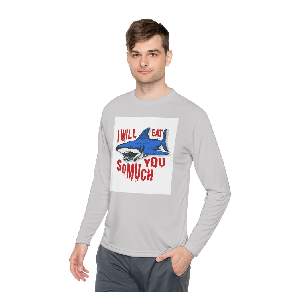 I will Eat you Sharky design Unisex Lightweight Long Sleeve Tee