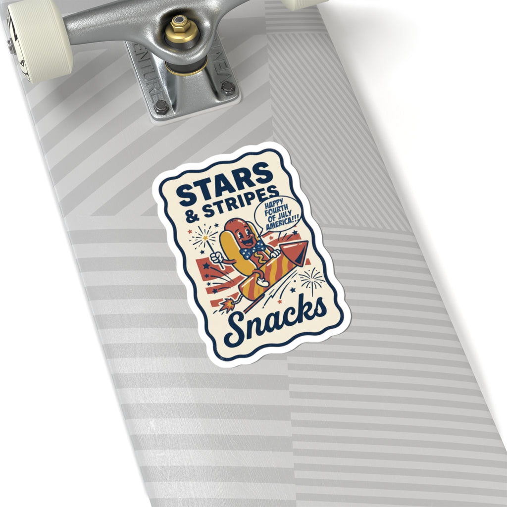 Stars & Stripes Snacks Sticker | Hot Dog Fourth of July, Retro Americana