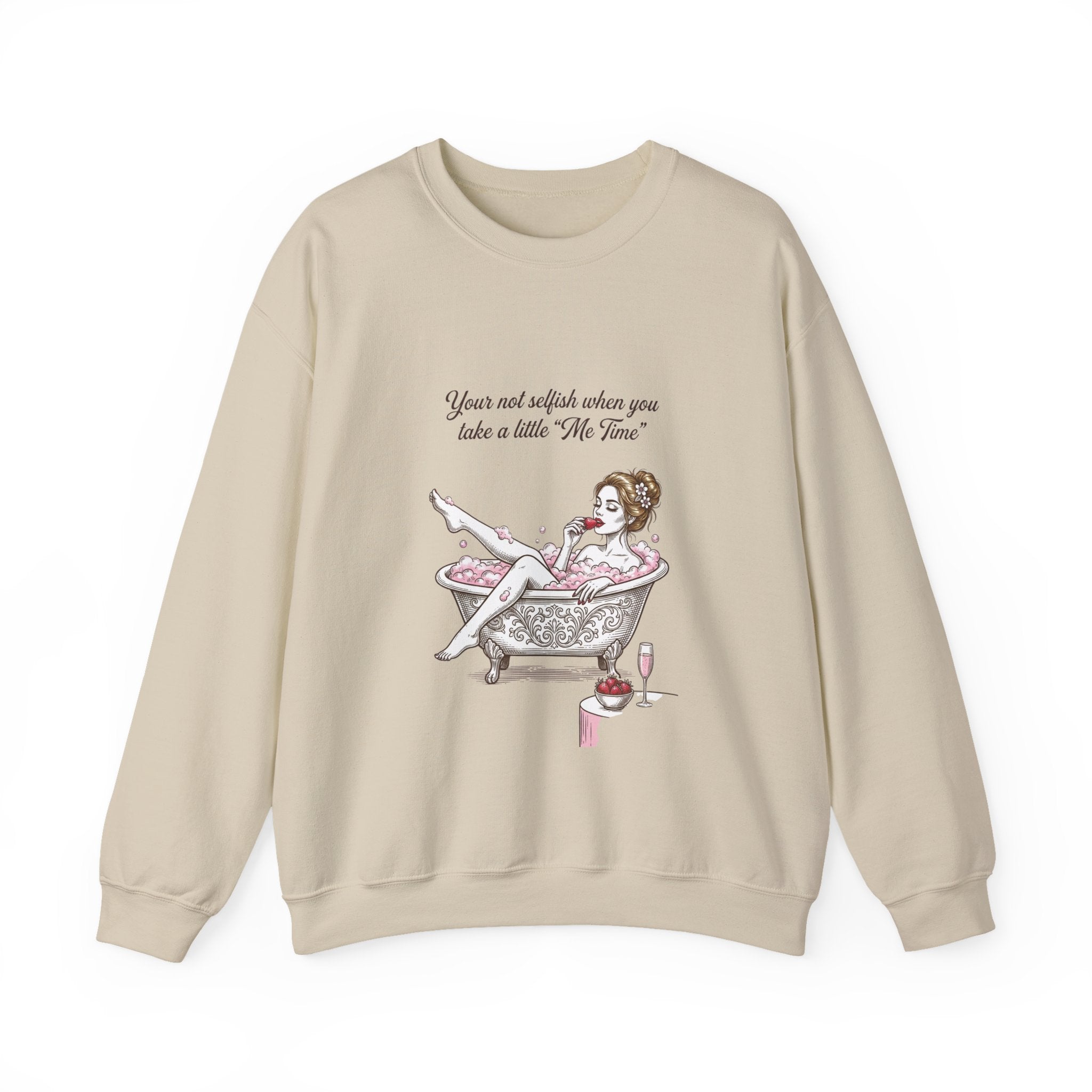 woman's Me time Crewneck Sweatshirt | Retro Bathing Pinup, Distressed Print