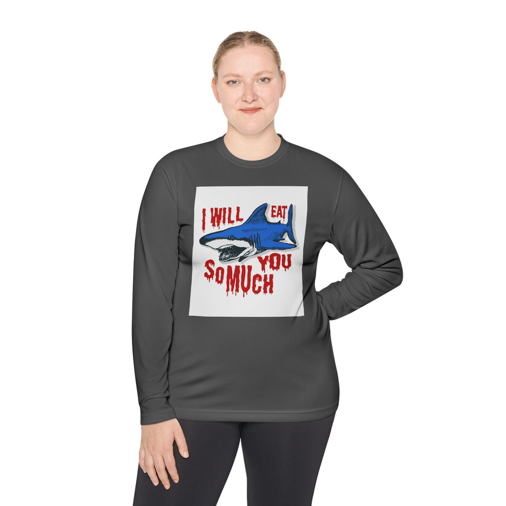 I will Eat you Sharky design Unisex Lightweight Long Sleeve Tee