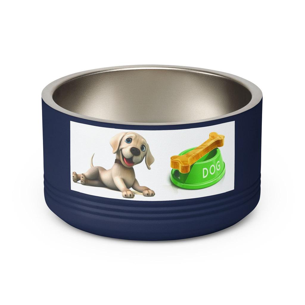 Dog Pet Bowl — 18oz Stainless Steel Dog Food Bowl with Cute Puppy & Bone Design