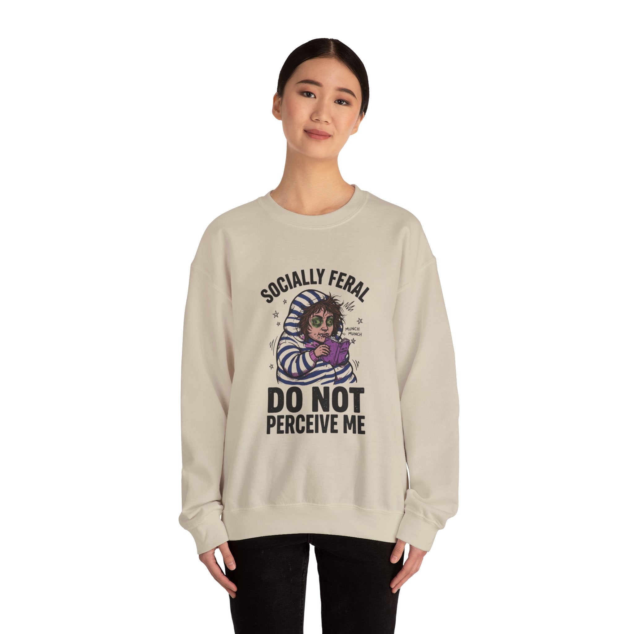 Socially Feral "Do Not Perceive Me" Sweatshirt, Feral Era vintage mascot, distressed collegiate