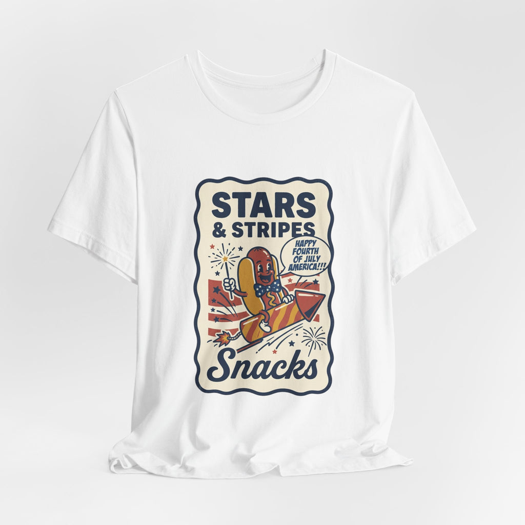 Stars & Stripes Snacks Tee | Hot Dog Humor, 4th of July Retro Americana