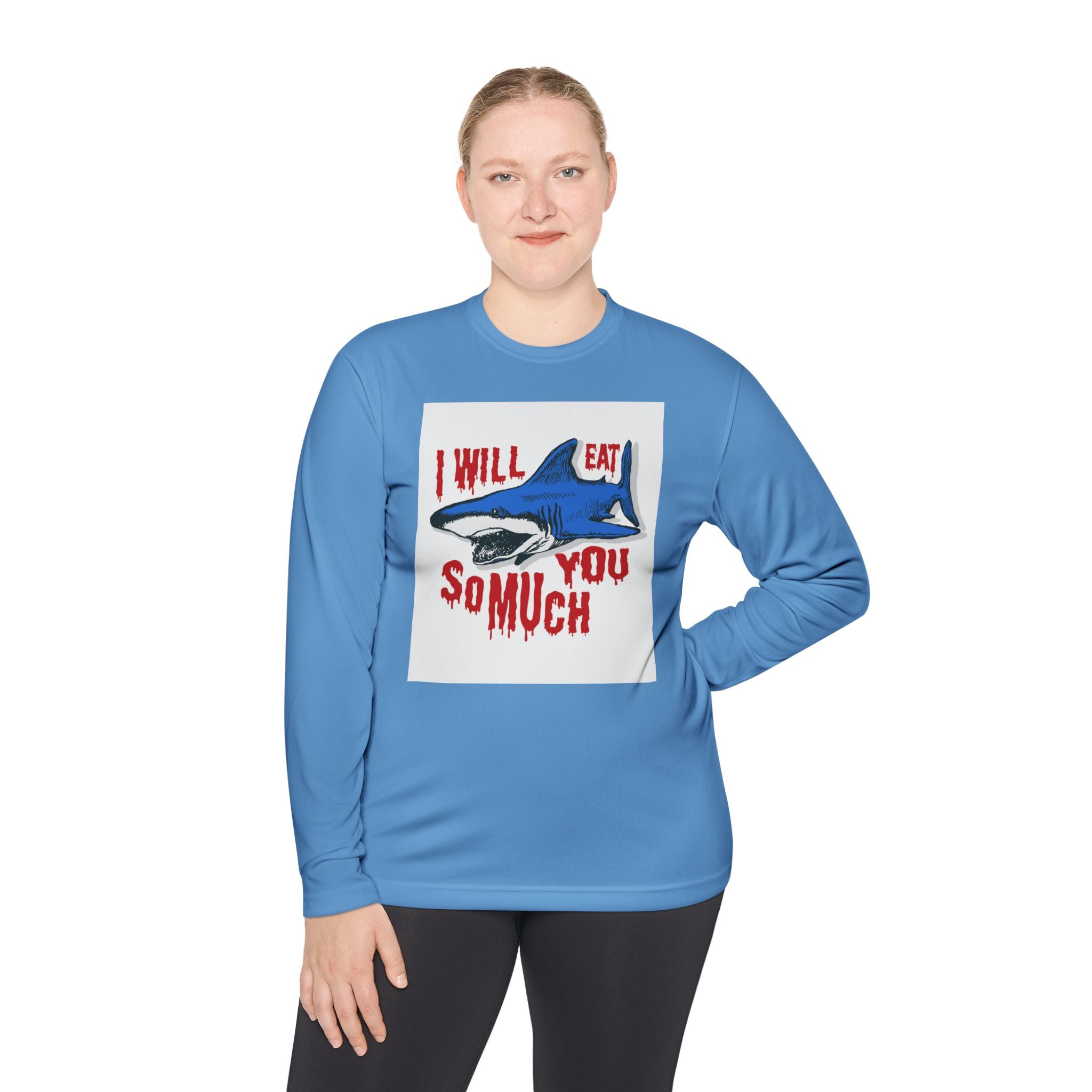 I will Eat you Sharky design Unisex Lightweight Long Sleeve Tee