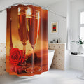 Romantic Paris Champagne Shower Curtain — Eiffel Tower, Rose & Candle Decor